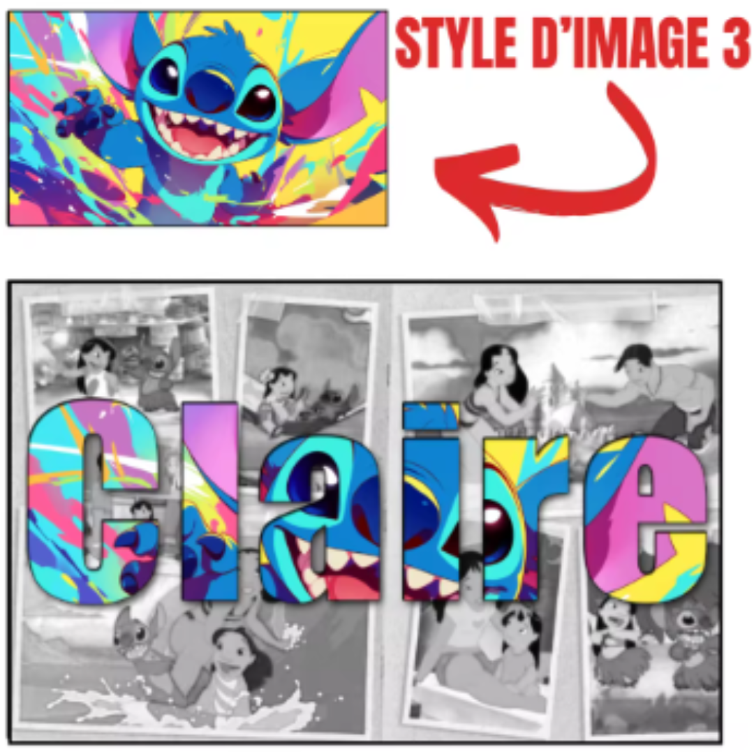 Cuadro decorativo Lilo & Stitch “Ohana Azul” personalizada con tu nombre